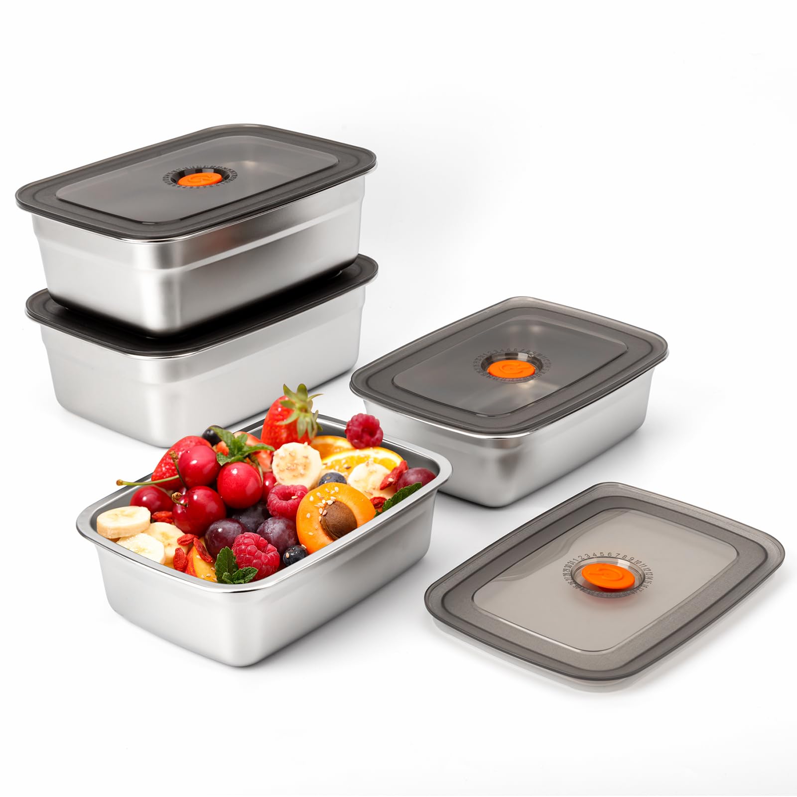 Bento Box - กล่องอาหารกลางวันสแตนเลสสำหรับแคมป์ปิ้ง กล่องเบนโตะปิดผนึกกันรั่ว เข้าไมโครเวฟได้ ความจุขนาดใหญ่ เหมาะสำหรับเก็บในตู้เย็นและตู้แช่แข็ง