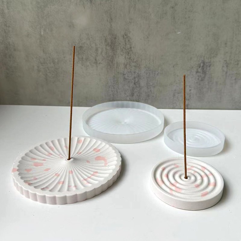 Incense Holder - แม่พิมพ์ถาดธูปซิลิโคน 1 ชิ้น, แม่พิมพ์ธูปแบบวงกลม DIY, แม่พิมพ์ปูนซีเมนต์ยิปซั่ม,