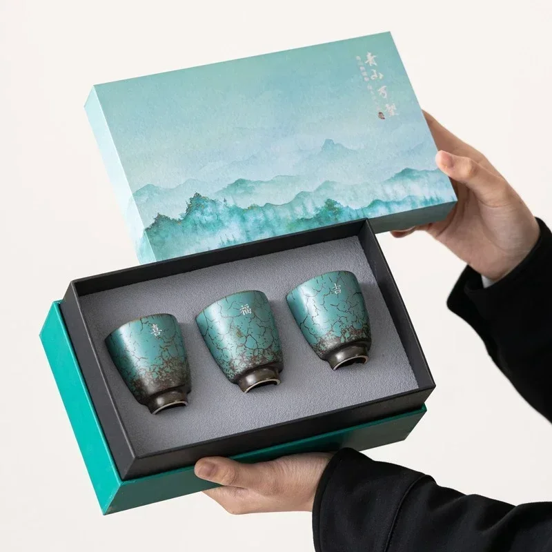 Japanese Pottery - กล่องของขวัญถ้วยเอสเพรสโซ่ถ้วยชาเซรามิกญี่ปุ่นชามชาพอร์ซเลนแก้วกาแฟเครื่องปั้นดินเผาแก้วชาถ้วยกาแฟ1ชุด