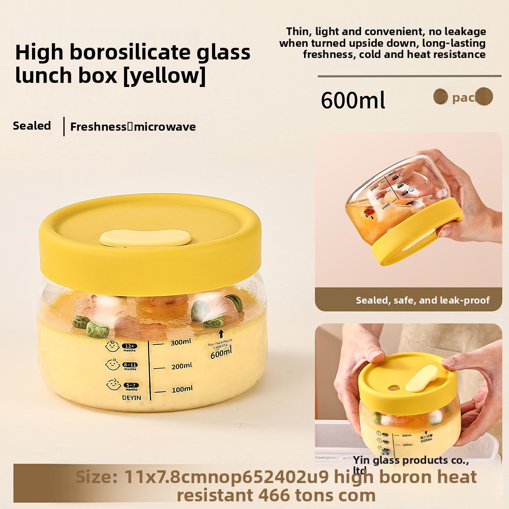 Bento Box - ภาชนะเก็บอาหารแก้ว Airtight Leakproof ชามอาหารกล่องอาหารกลางวัน Bento เตาอบไมโครเวฟเครื่องล้างจานปลอดภัยบรรจุอาหารกลางวัน