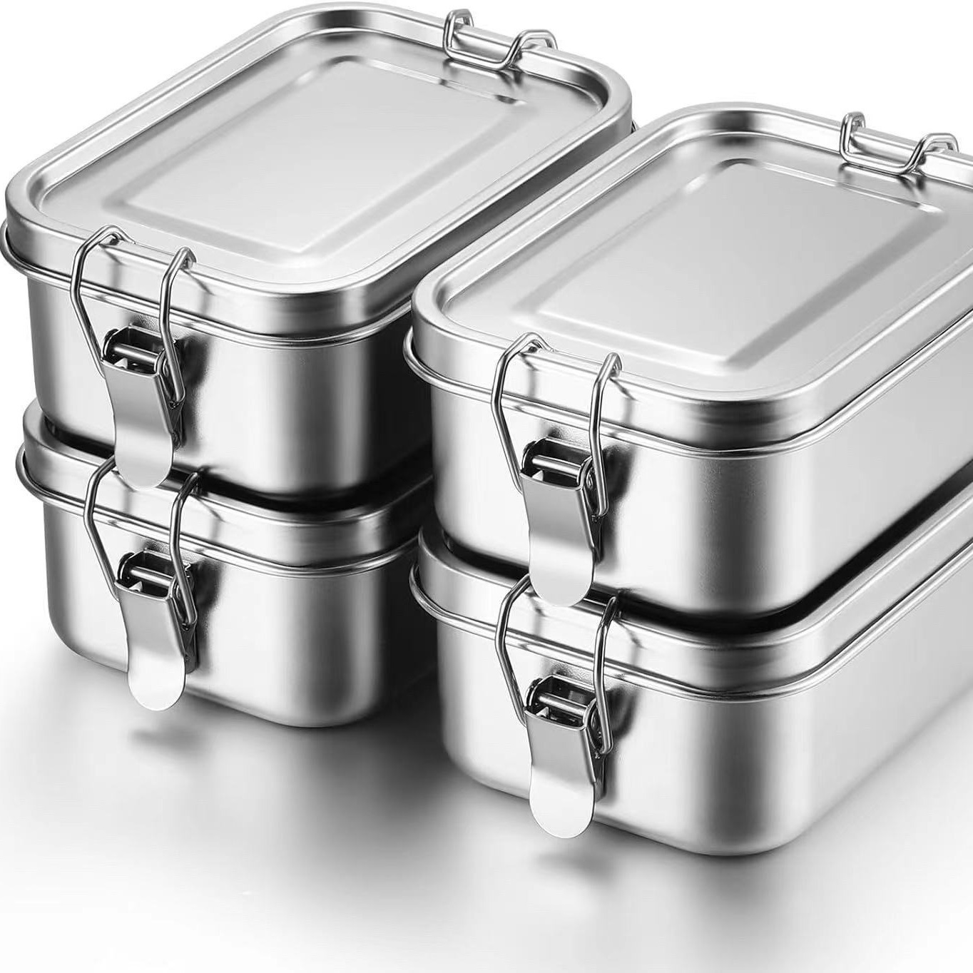 Bento Box - กล่องเบนโตะสแตนเลสทนทาน กล่องอาหารกลางวันทรงสี่เหลี่ยมขนาดใหญ่พร้อมฝาปิด ภาชนะใส่อาหารกลางวันกันรั่วสำหรับกิจกรรมกลางแจ้ง