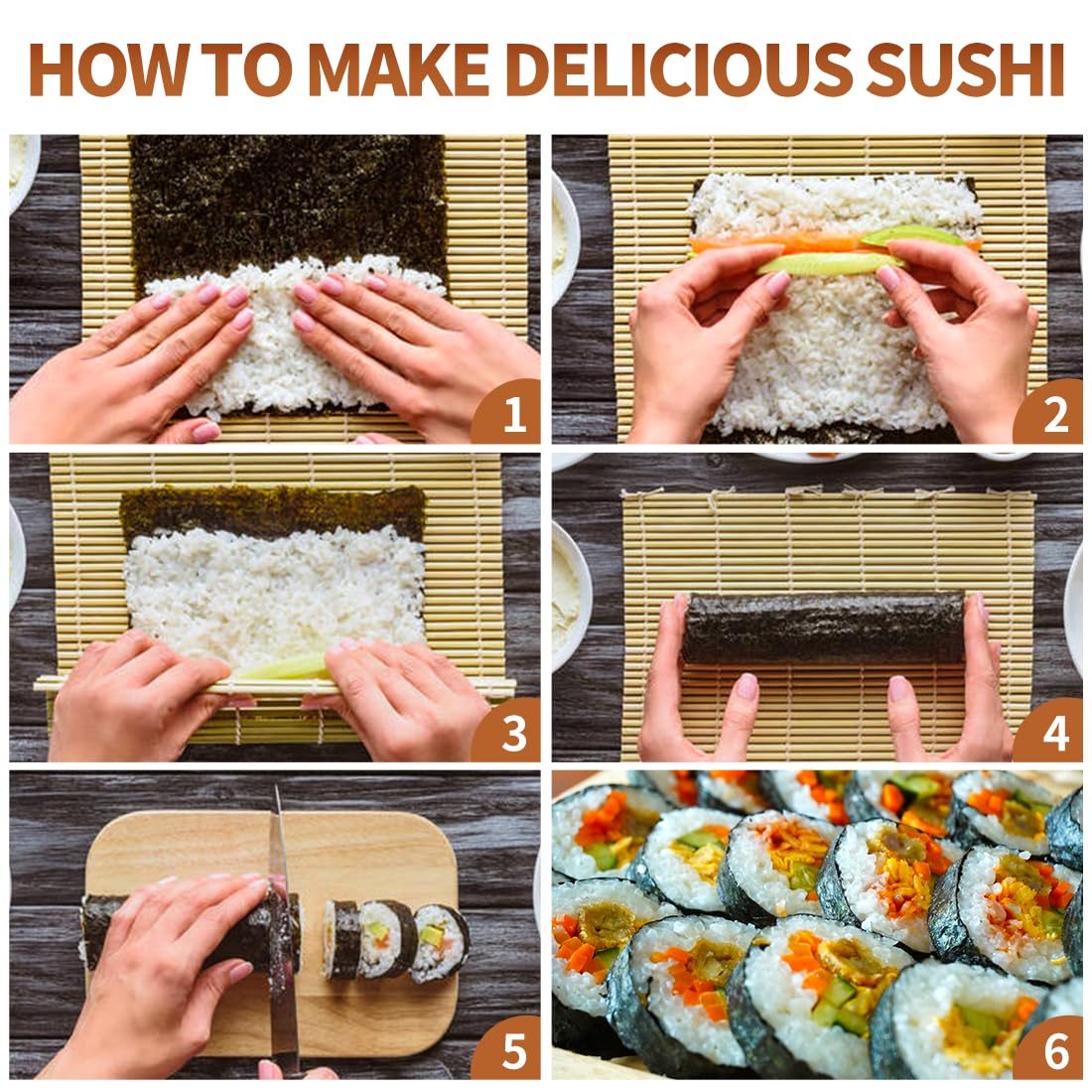 ชุดทําซูชิพร้อมเสื่อซูชิไม้ไผ่ - Sushi Making Kit บทวิจารณ์และราคา