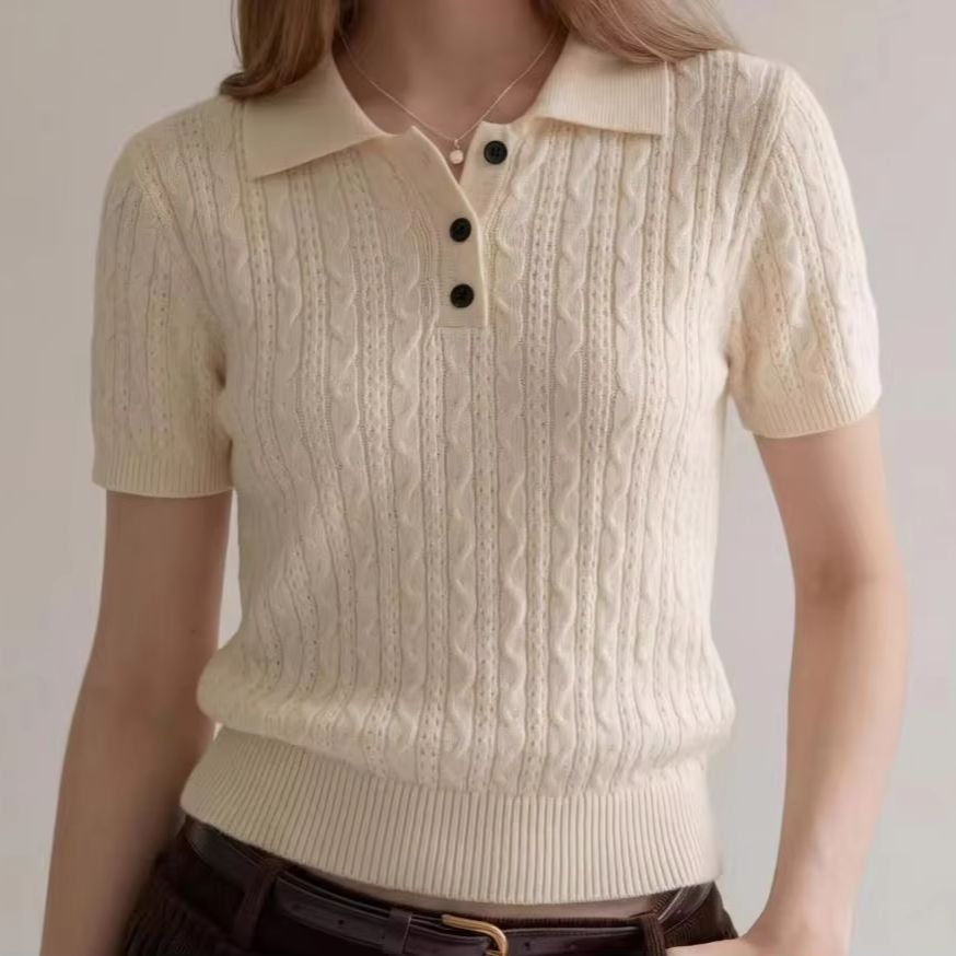 เสื้อโปโลถักลายเกลียวสไตล์ลำลอ - Matcha บทวิจารณ์และราคา