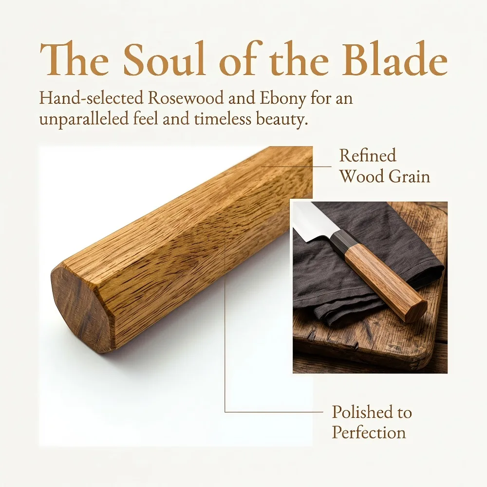 ด้ามจับไม้เนื้อแข็งรูปทรงแปดเห - Japanese Knife บทวิจารณ์และราคา