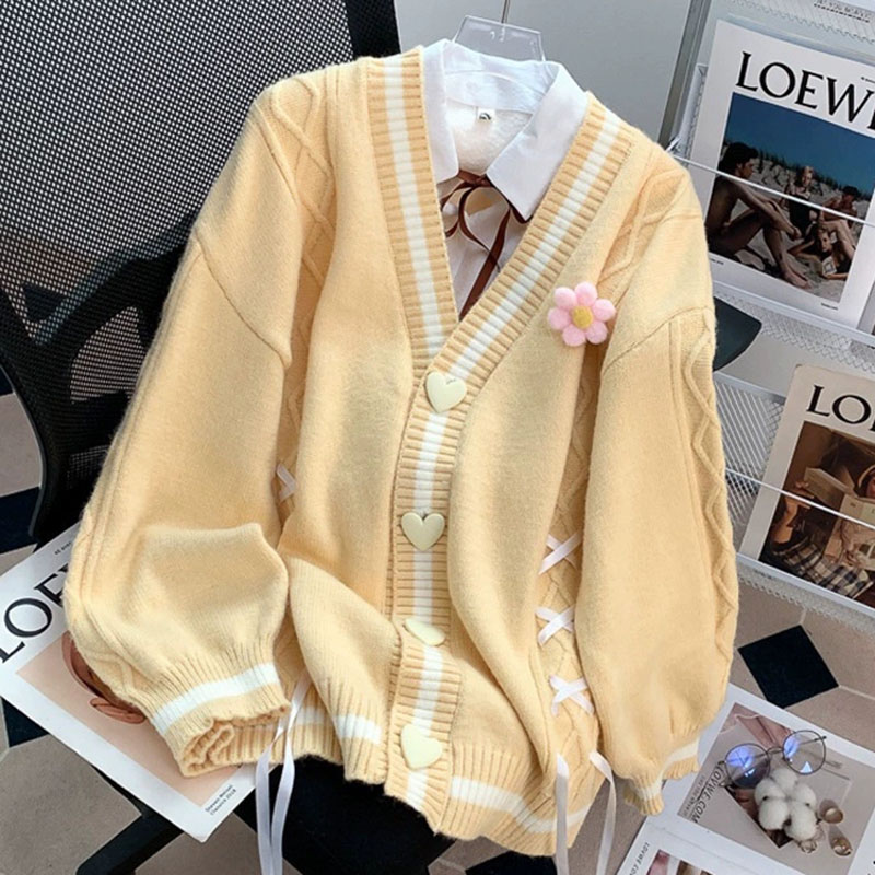 เสื้อคาร์ดิแกนถักลายดอกไม้สไตล - Japanese Snacks บทวิจารณ์และราคา