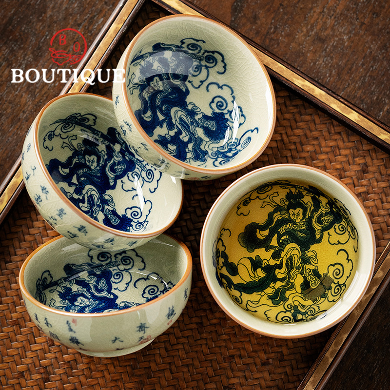 ถ้วยน้ำชาโบราณสีฟ้าและสีขาว100 - Japanese Pottery บทวิจารณ์และราคา